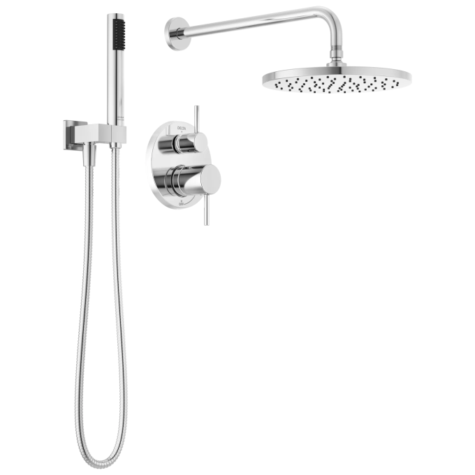 DELTA Modern Monitor 14 Series Shower with Raincan, Hand Shower & Rough Valve — Chrome