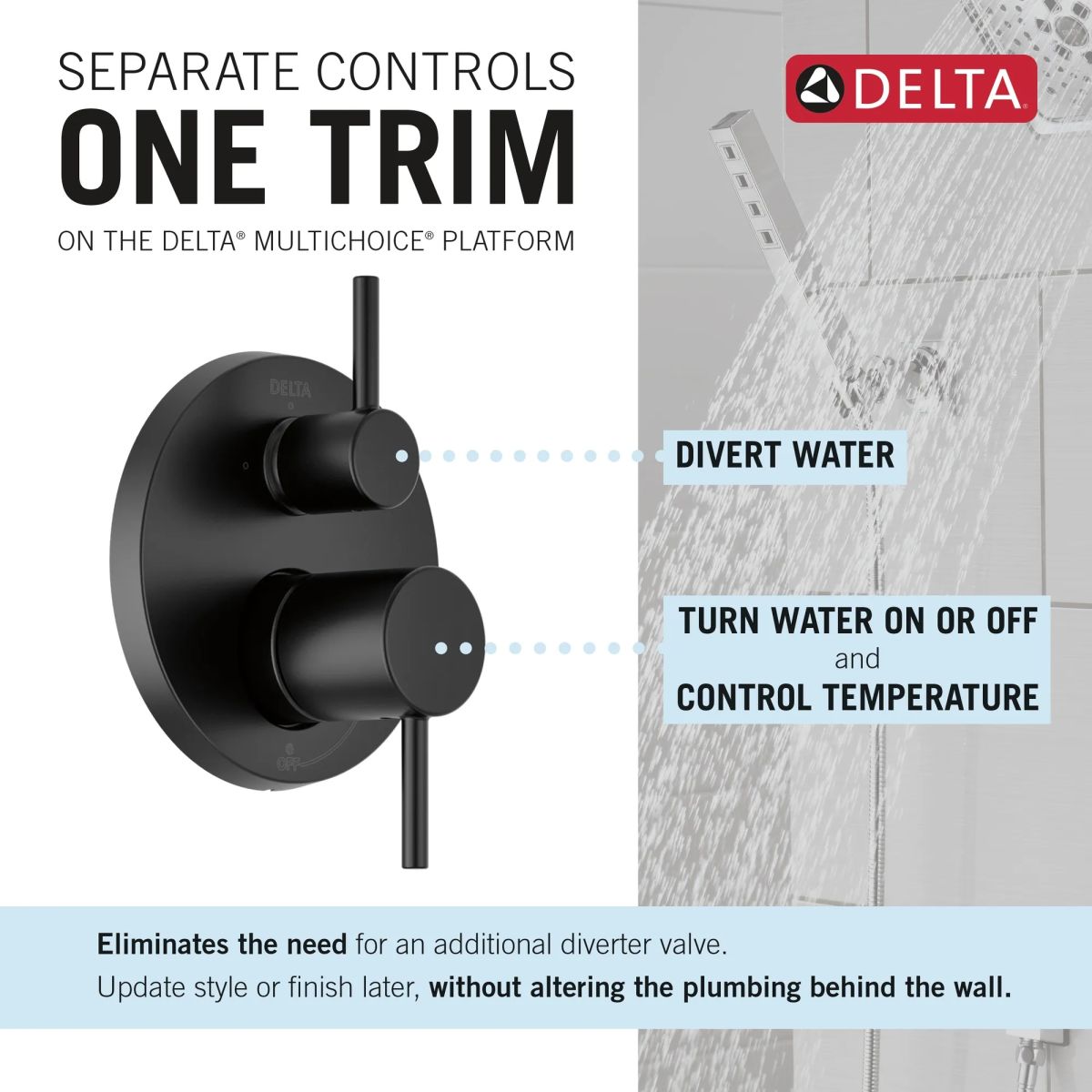 DELTA Modern Monitor 14 Series Shower with Raincan, Hand Shower & Rough Valve — Matte Black