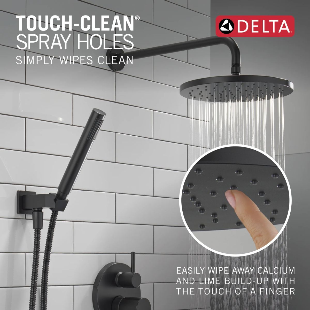 DELTA Modern Monitor 14 Series Shower with Raincan, Hand Shower & Rough Valve — Matte Black