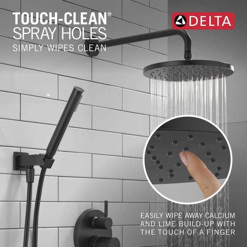 DELTA Modern Monitor 14 Series Shower with Raincan, Hand Shower & Rough Valve — Matte Black