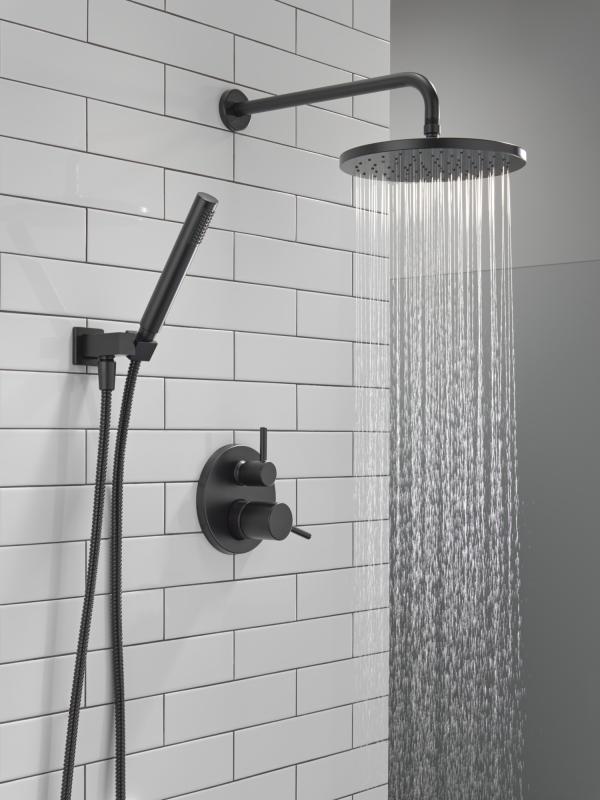 DELTA Modern Monitor 14 Series Shower with Raincan, Hand Shower & Rough Valve — Matte Black