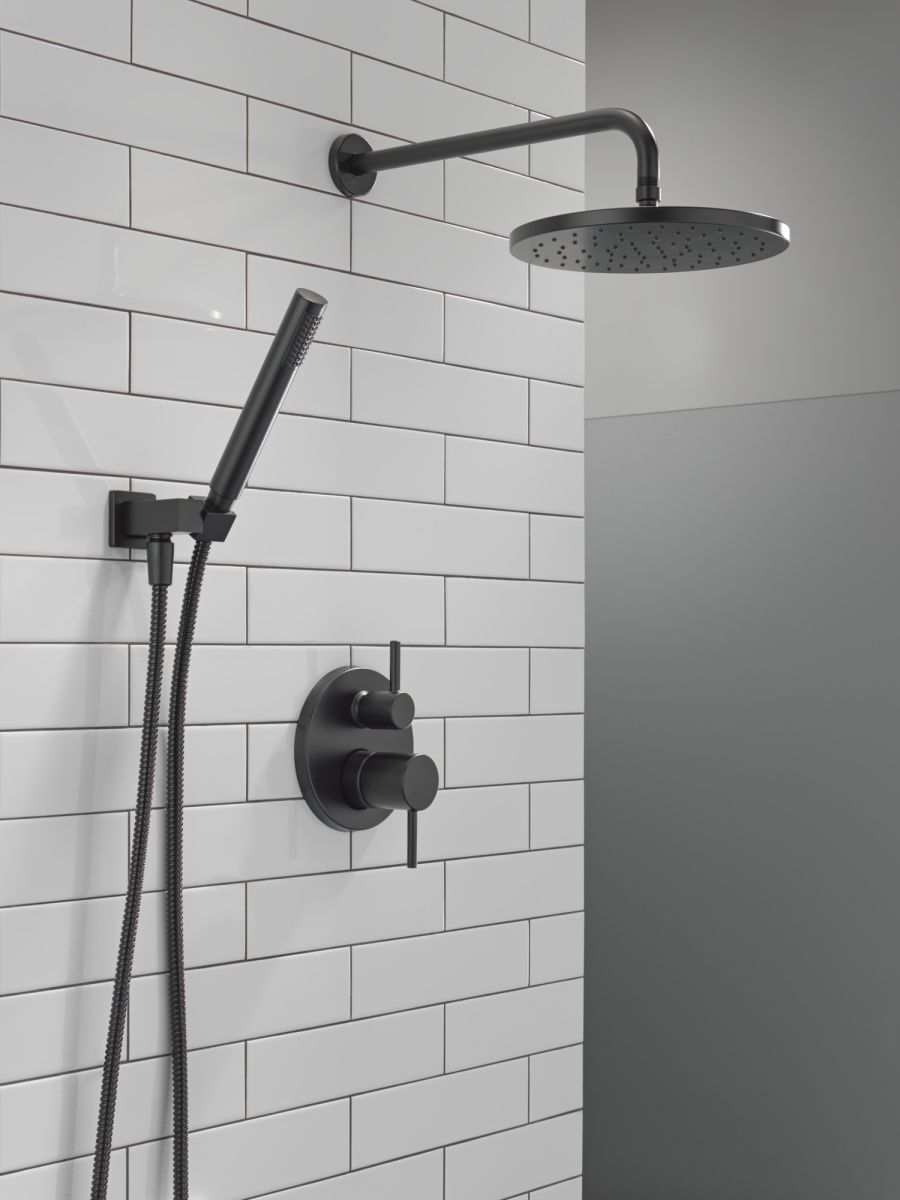 DELTA Modern Monitor 14 Series Shower with Raincan, Hand Shower & Rough Valve — Matte Black