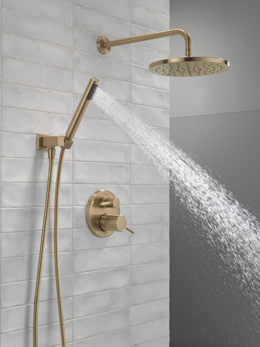 DELTA Modern Monitor 14 Series Shower with Raincan, Hand Shower & Rough Valve — Champagne Bronze