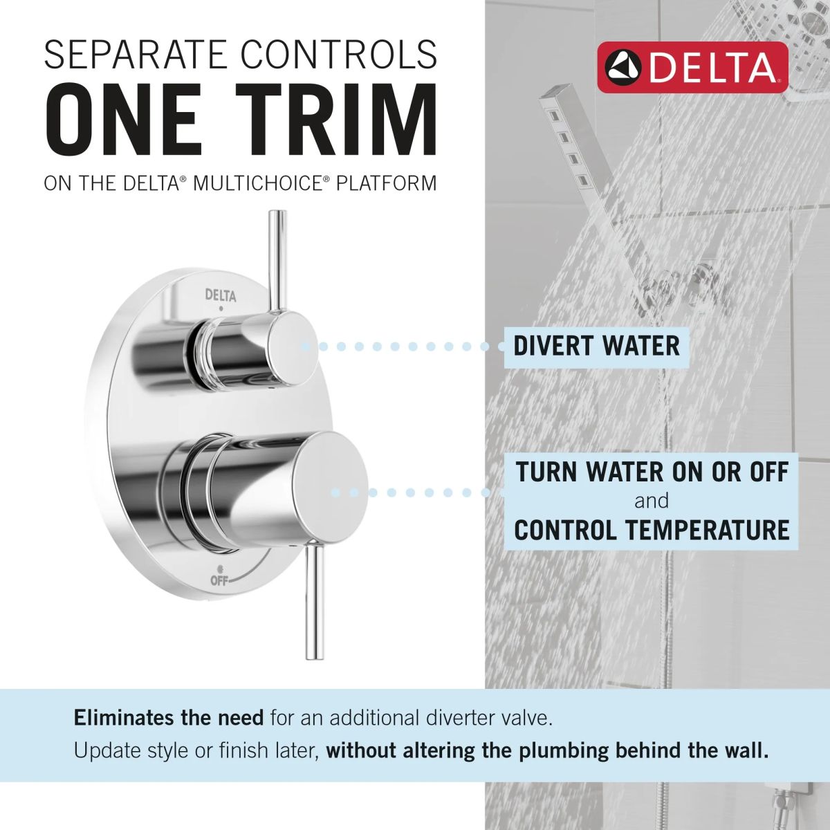 DELTA Modern Monitor 14 Series Shower with Raincan, Hand Shower & Rough Valve — Chrome