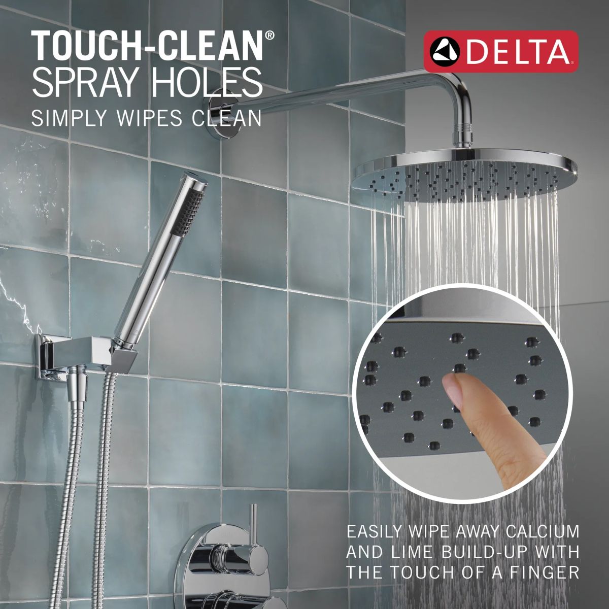DELTA Modern Monitor 14 Series Shower with Raincan, Hand Shower & Rough Valve — Chrome