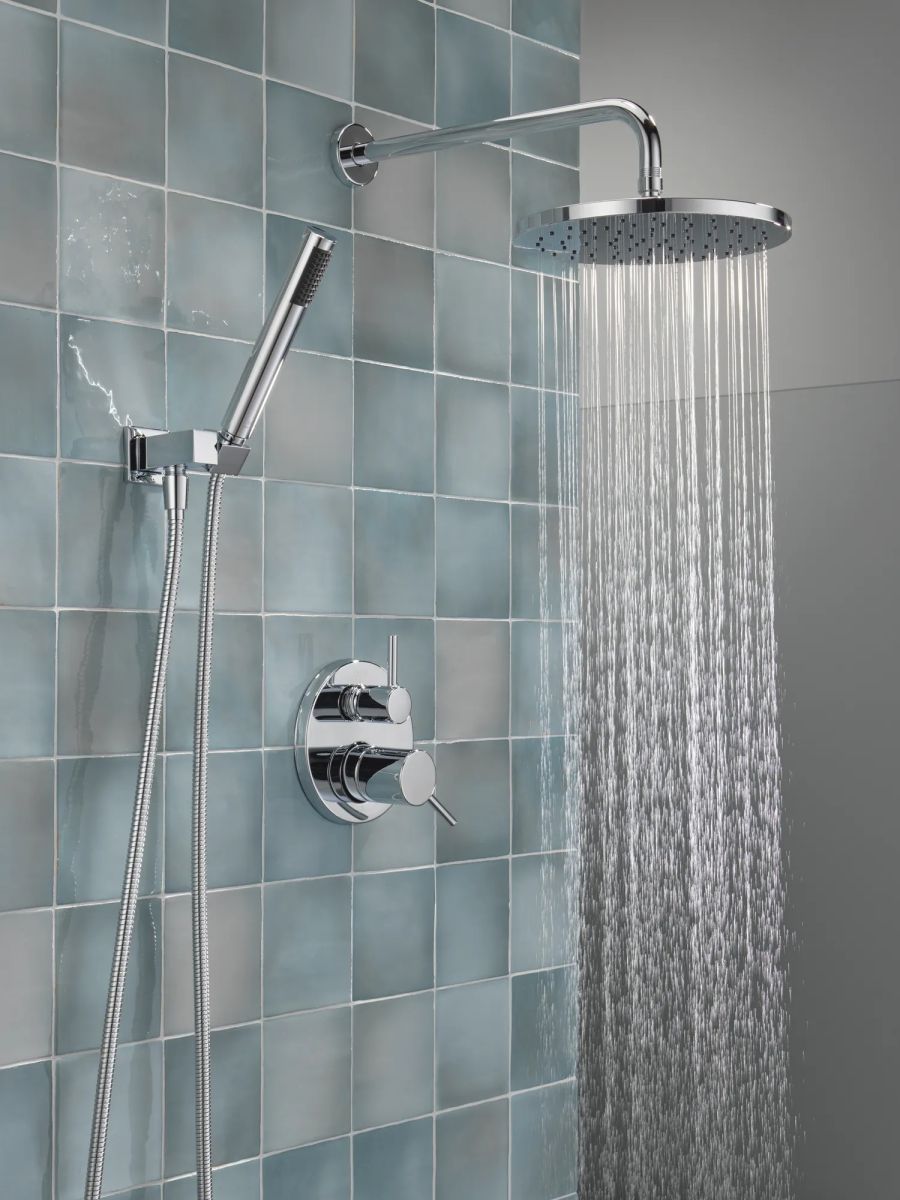 DELTA Modern Monitor 14 Series Shower with Raincan, Hand Shower & Rough Valve — Chrome