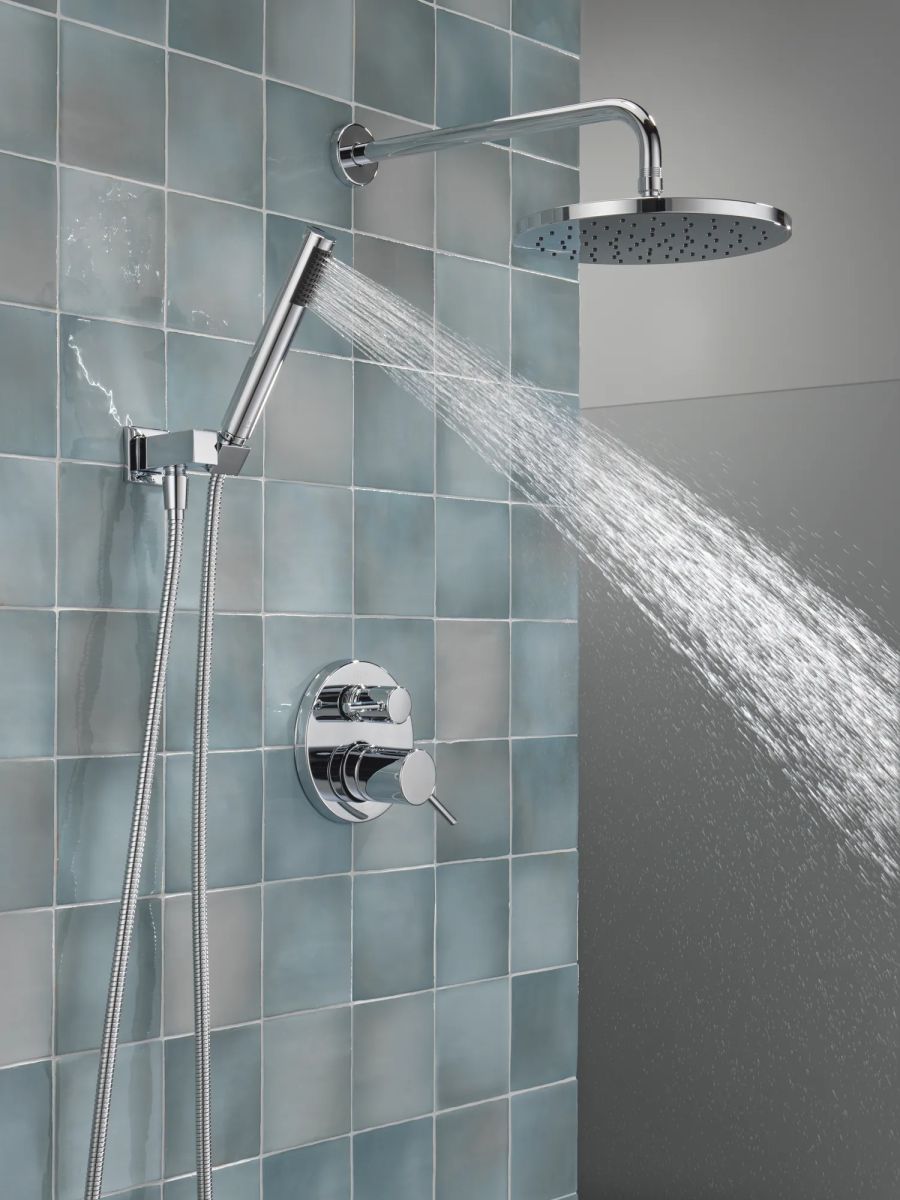 DELTA Modern Monitor 14 Series Shower with Raincan, Hand Shower & Rough Valve — Chrome