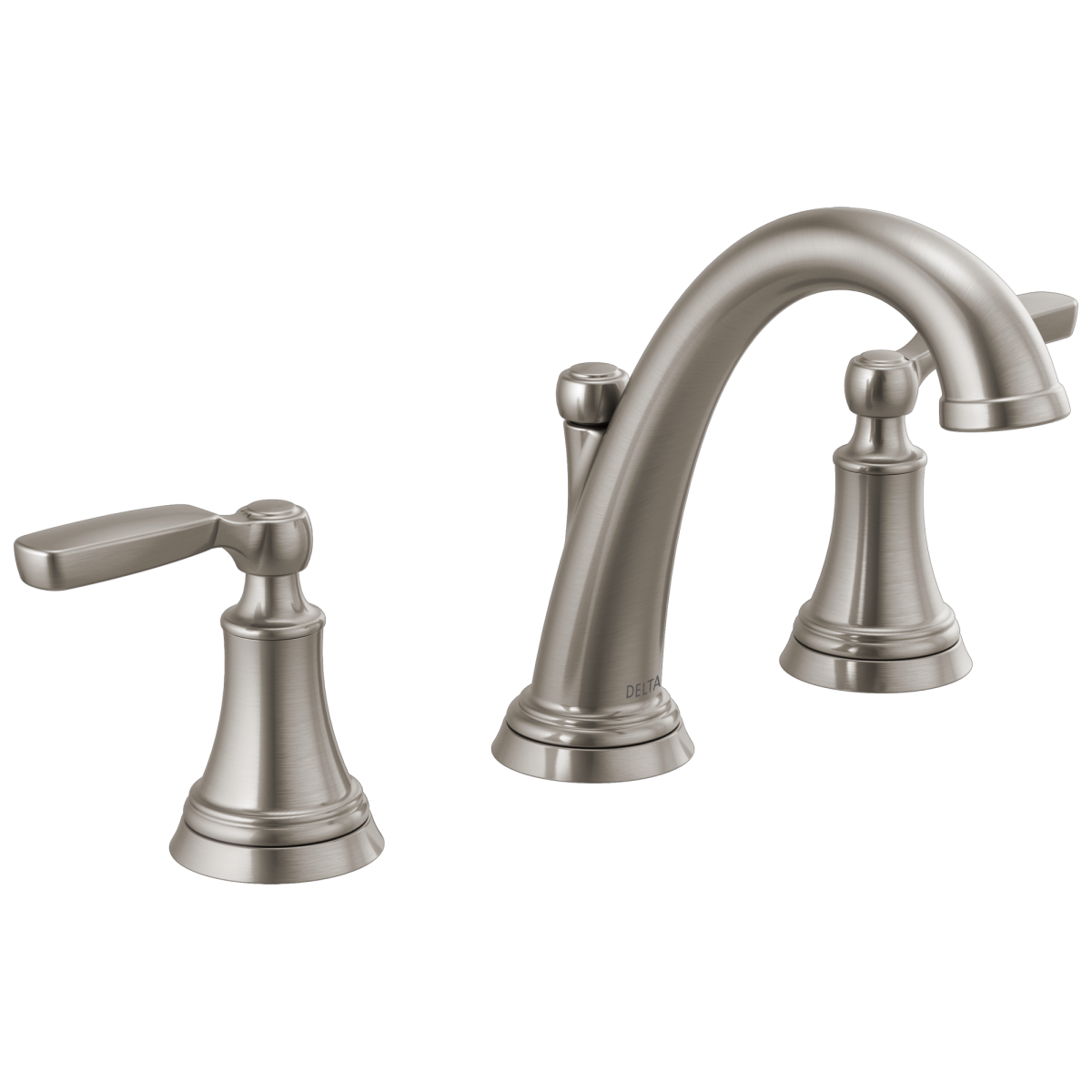 DELTA Woodhurst Two Handle Widespread Bathroom Faucet — Stainless