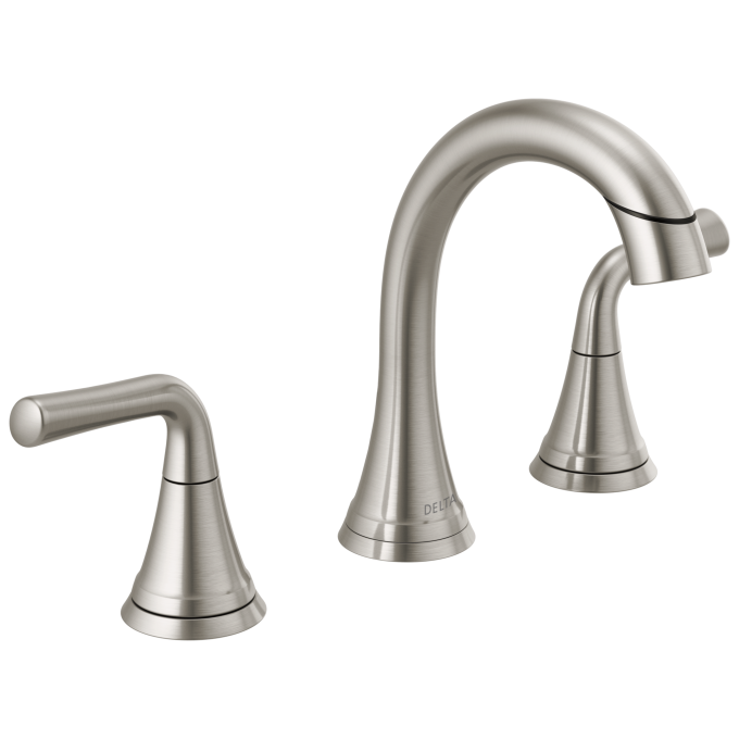 DELTA Kayra Two Handle Widespread Pull-Down Bathroom Faucet — Stainless