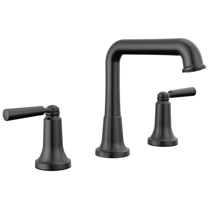 DELTA Saylor Two Handle Widespread Bathroom Faucet — Matte Black
