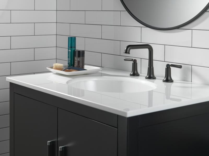 DELTA Saylor Two Handle Widespread Bathroom Faucet — Matte Black