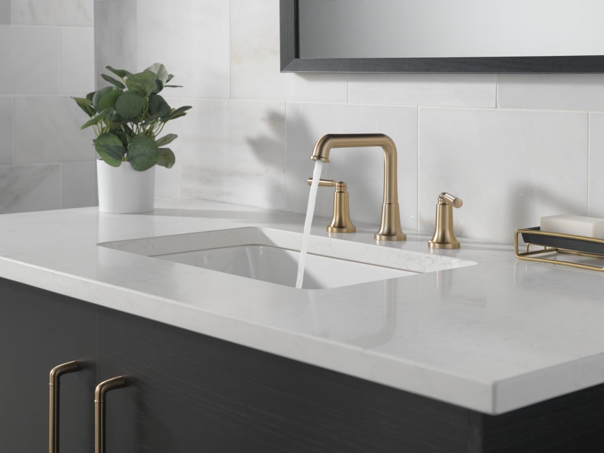 DELTA Saylor Two Handle Widespread Bathroom Faucet — Champagne Bronze
