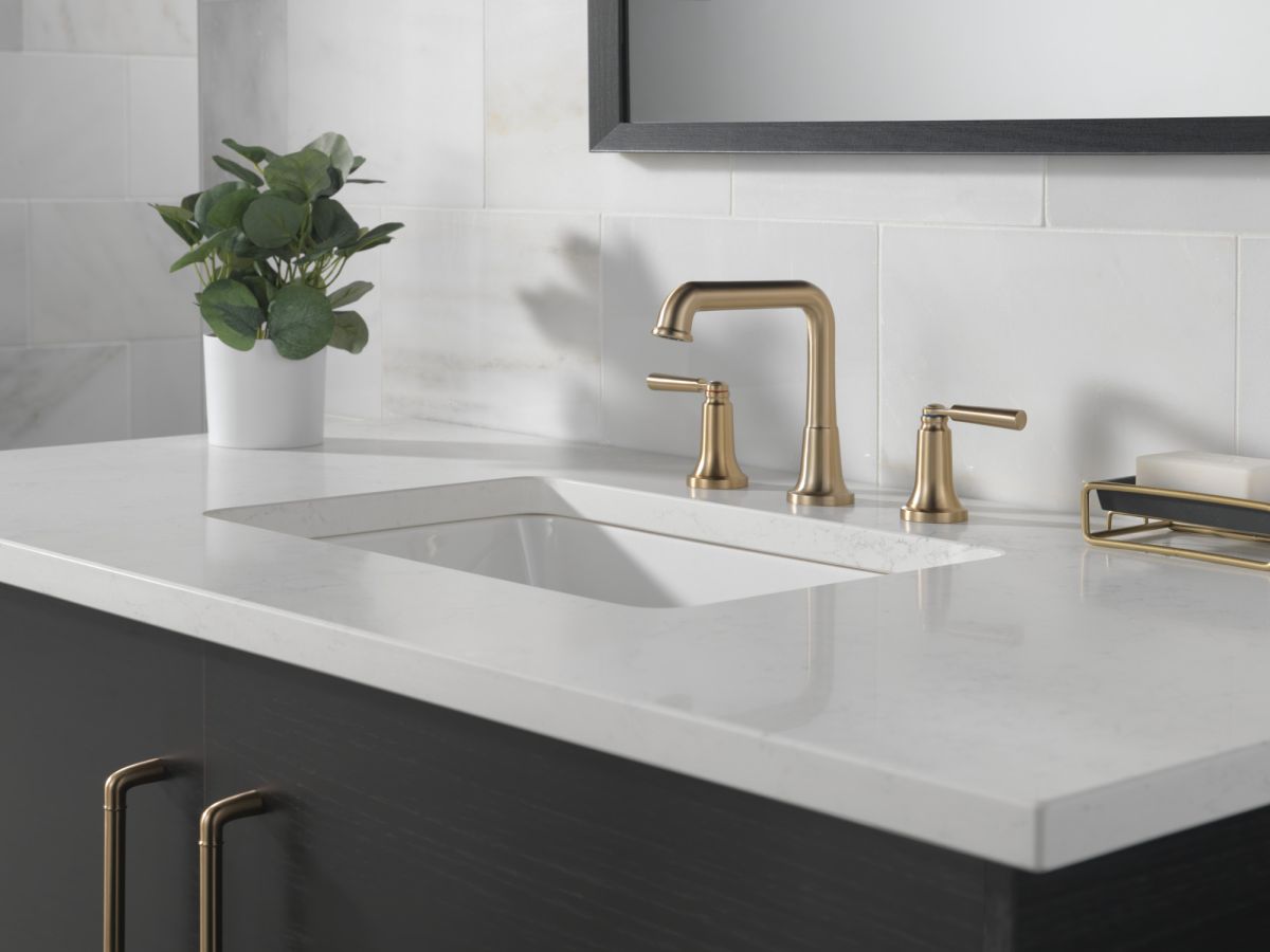 DELTA Saylor Two Handle Widespread Bathroom Faucet — Champagne Bronze