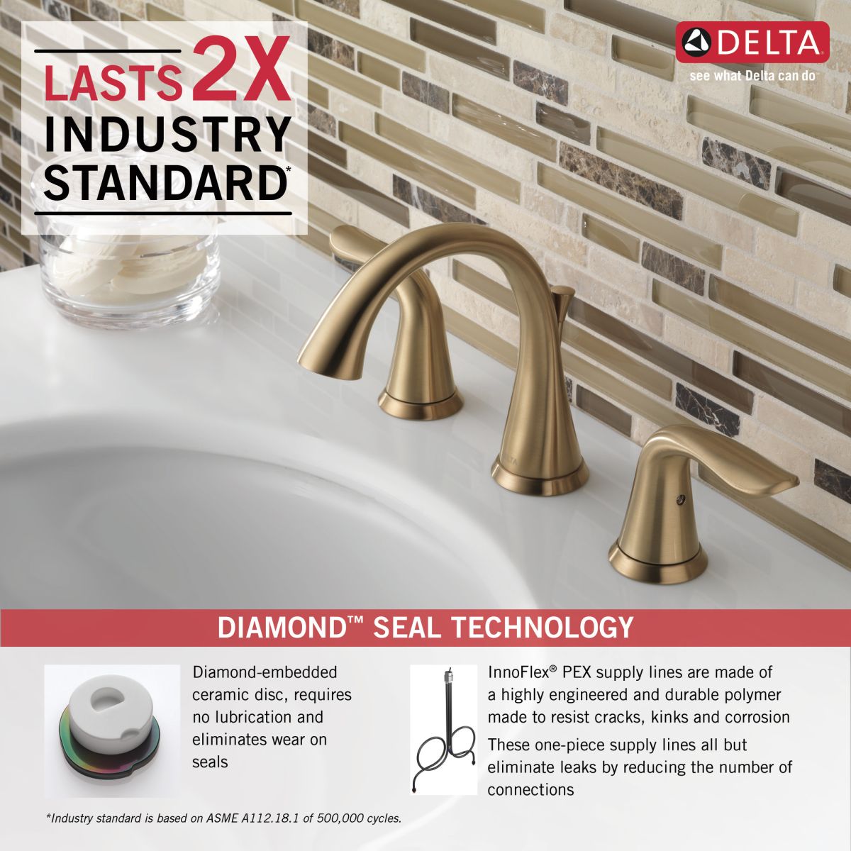 DELTA Lahara Two Handle Widespread Bathroom Faucet — Champagne Bronze