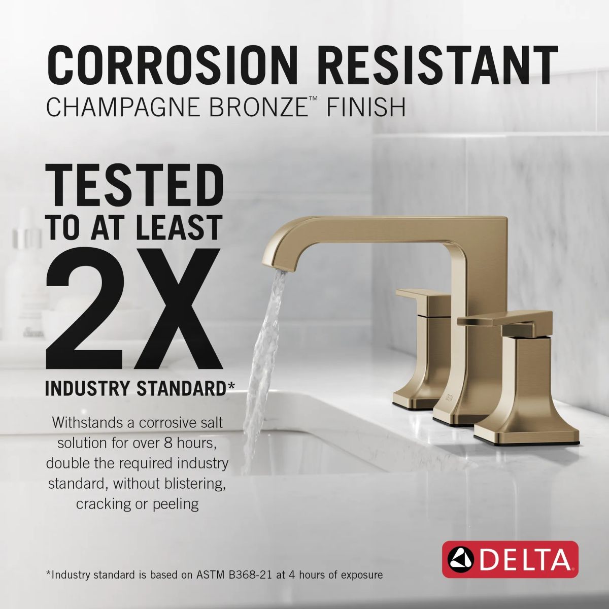 DELTA Velum Two Handle Widespread Bathroom Faucet — Champagne Bronze