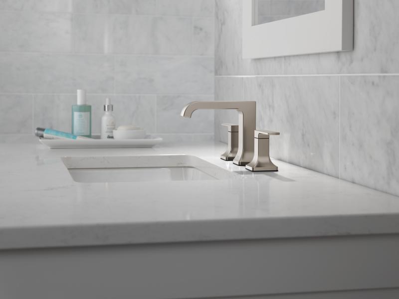 DELTA Velum Two Handle Widespread Bathroom Faucet — Stainless
