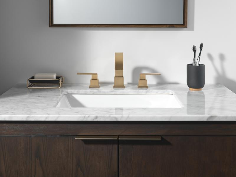 DELTA Vero Two Handle Widespread Bathroom Faucet — Champagne Bronze