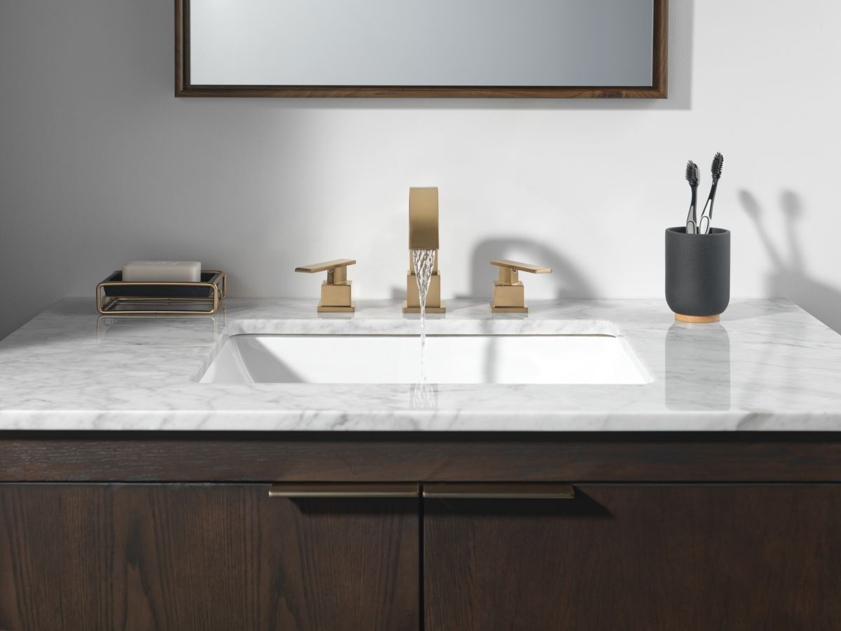 DELTA Vero Two Handle Widespread Bathroom Faucet — Champagne Bronze