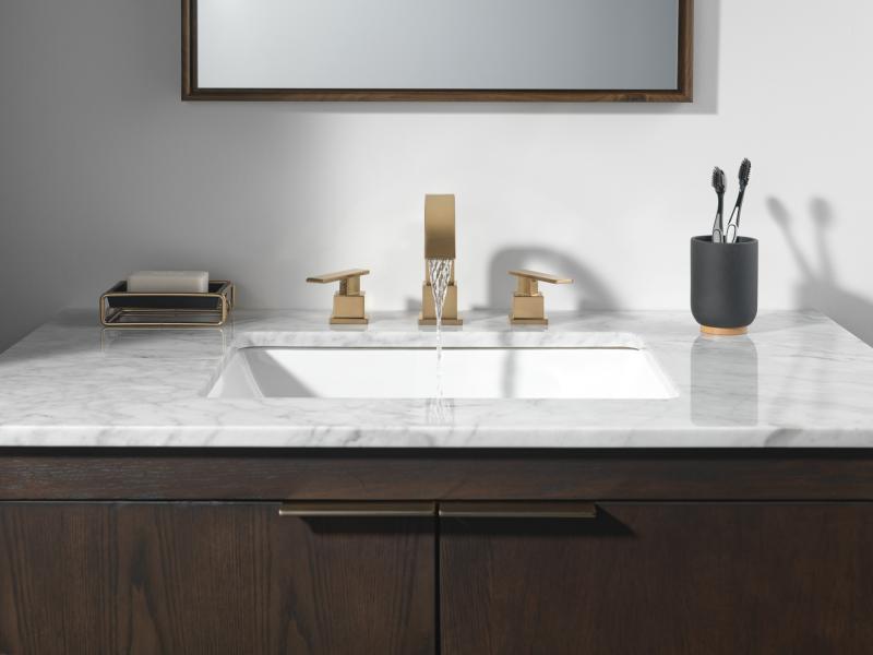 DELTA Vero Two Handle Widespread Bathroom Faucet — Champagne Bronze