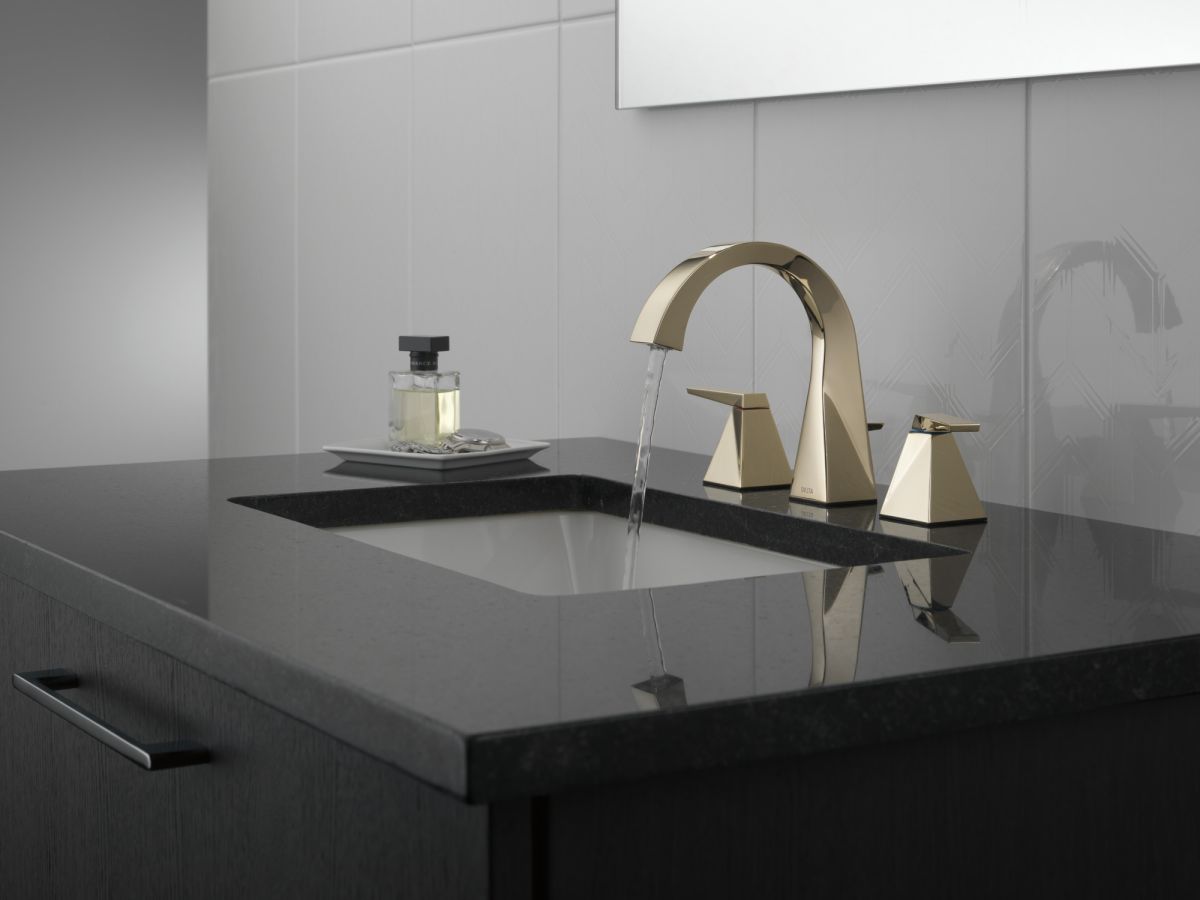 DELTA Trillian Two Handle Widespread Bathroom Faucet — Lumicoat® Polished Nickel