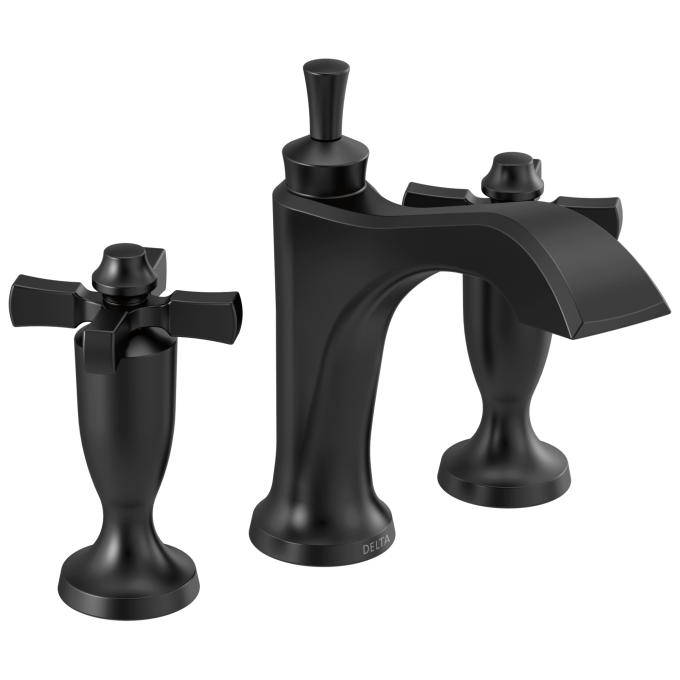 DELTA Dorval Two Handle Widespread Bathroom Faucet — Matte Black