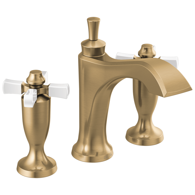 DELTA Dorval Two Handle Widespread Bathroom Faucet — Champagne Bronze / Porcelain