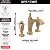 DELTA Dorval Two Handle Widespread Bathroom Faucet — Champagne Bronze / Porcelain