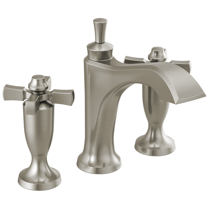 DELTA Dorval Two Handle Widespread Bathroom Faucet — Stainless