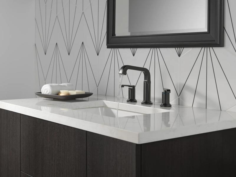 DELTA Tetra Two Handle Widespread Bathroom Faucet — Matte Black