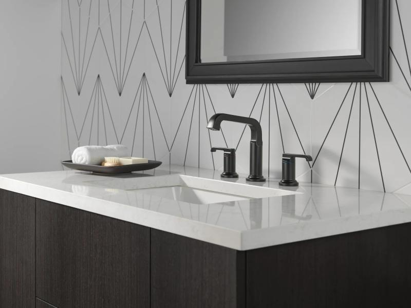 DELTA Tetra Two Handle Widespread Bathroom Faucet — Matte Black
