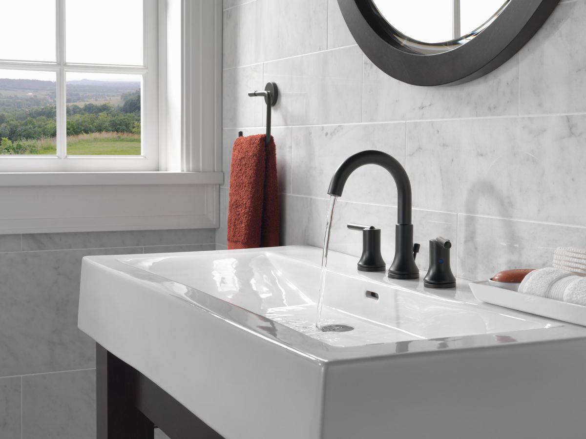DELTA Trinsic Two Handle Widespread Bathroom Faucet — Matte Black