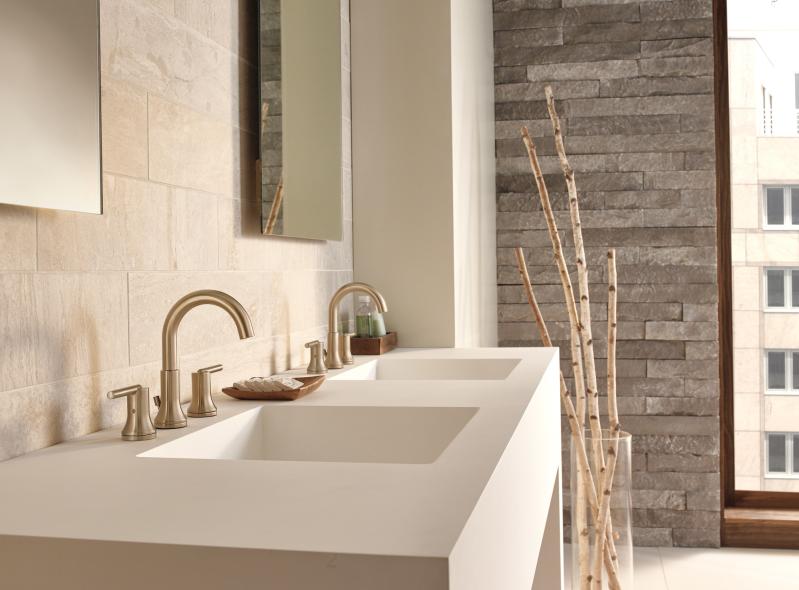 DELTA Trinsic Two Handle Widespread Bathroom Faucet — Champagne Bronze
