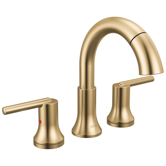 DELTA Trinsic Two Handle Widespread Pull Down Bathroom Faucet — Champagne Bronze