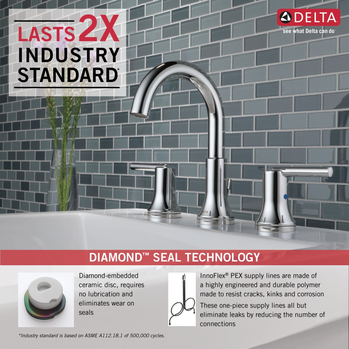 DELTA Trinsic Two Handle Widespread Bathroom Faucet — Chrome
