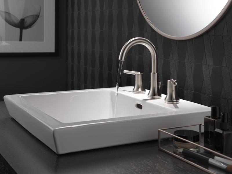 DELTA Trinsic Two Handle Widespread Bathroom Faucet — Stainless