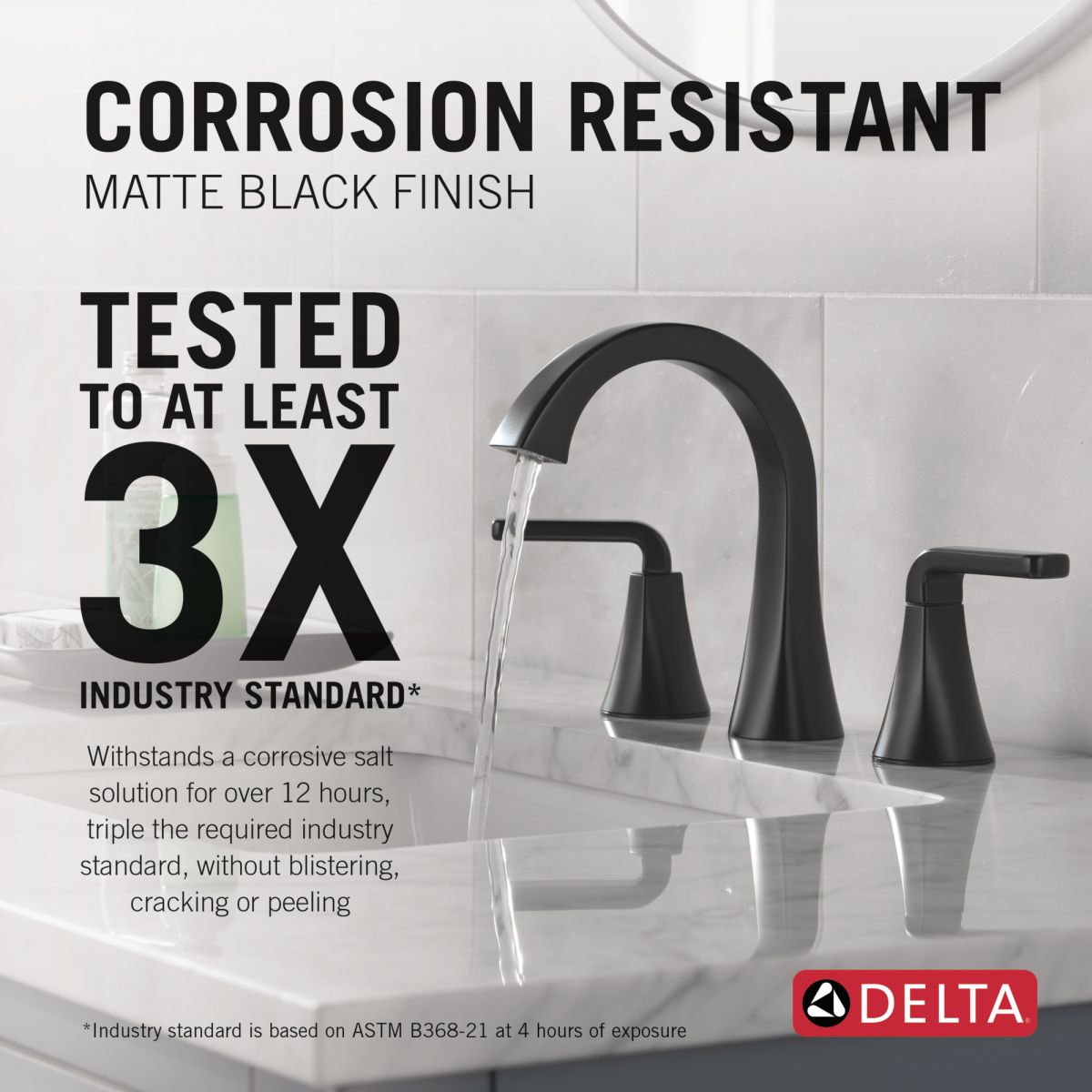 DELTA Lineax Two Handle Widespread Bathroom Faucet — Matte Black