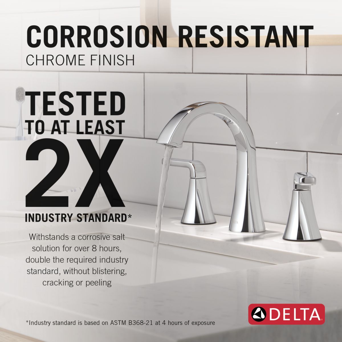 DELTA Lineax Two Handle Widespread Bathroom Faucet — Chrome