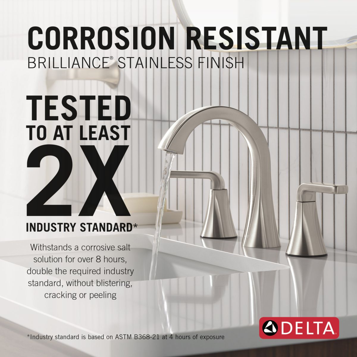 DELTA Lineax Two Handle Widespread Bathroom Faucet — Stainless