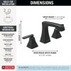 DELTA Ashlyn Two Handle Widespread Lavatory Faucet - Metal Pop-Up — Matte Black