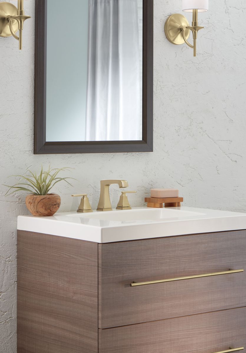 DELTA Ashlyn Two Handle Widespread Bathroom Faucet with EZ Anchor — Champagne Bronze