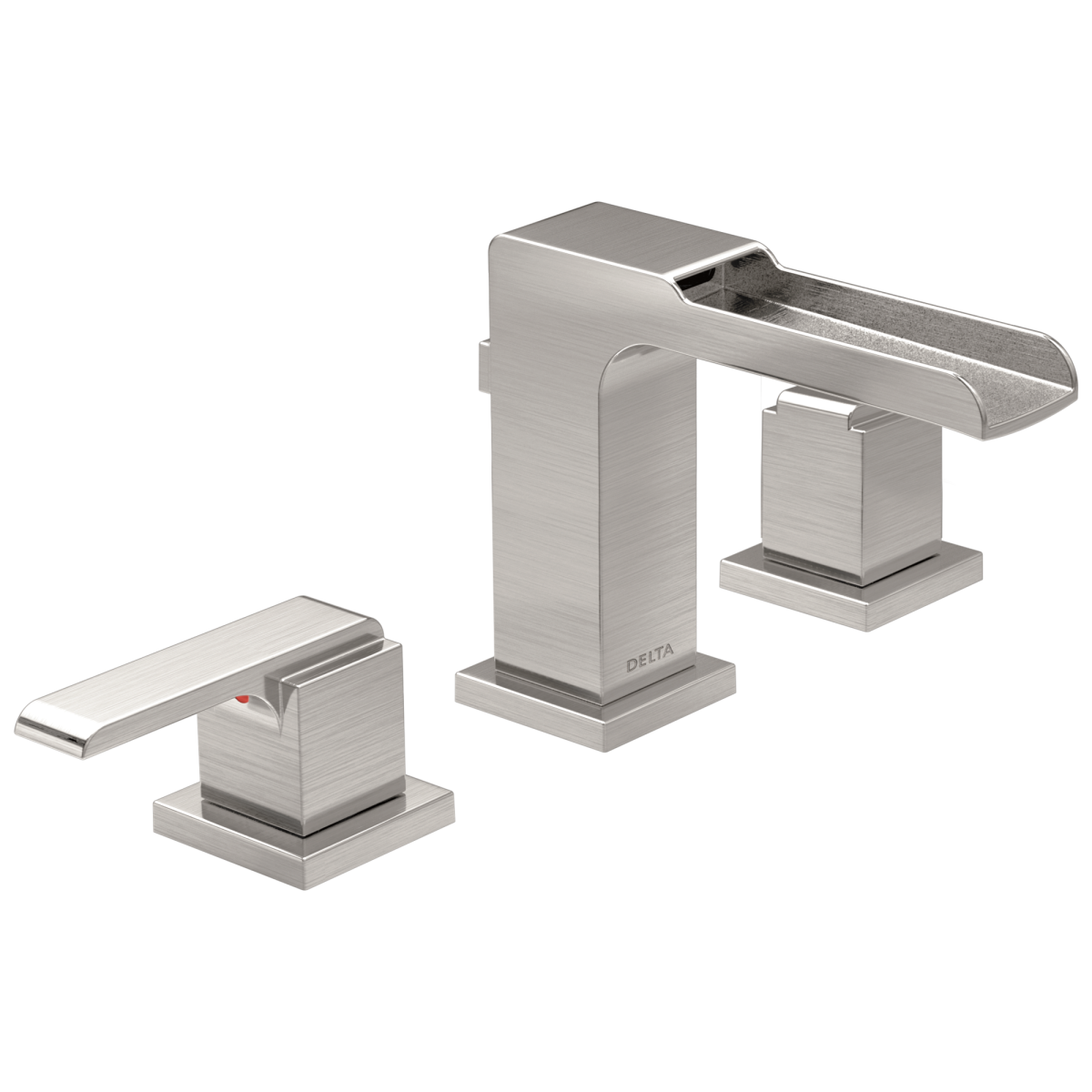 DELTA Ara Two Handle Widespread Channel Bathroom Faucet — Stainless