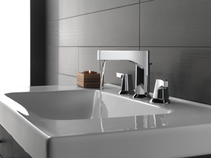 DELTA Zura Two Handle Widespread Bathroom Faucet — Chrome