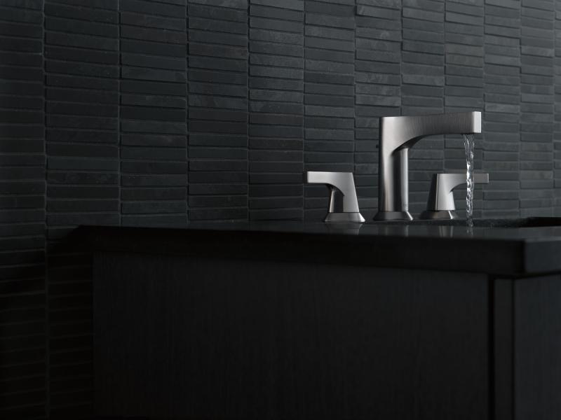 DELTA Zura Two Handle Widespread Bathroom Faucet — Stainless
