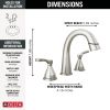 DELTA Stryke Two Handle Widespread Pull Down Bathroom Faucet — Lumicoat® Stainless