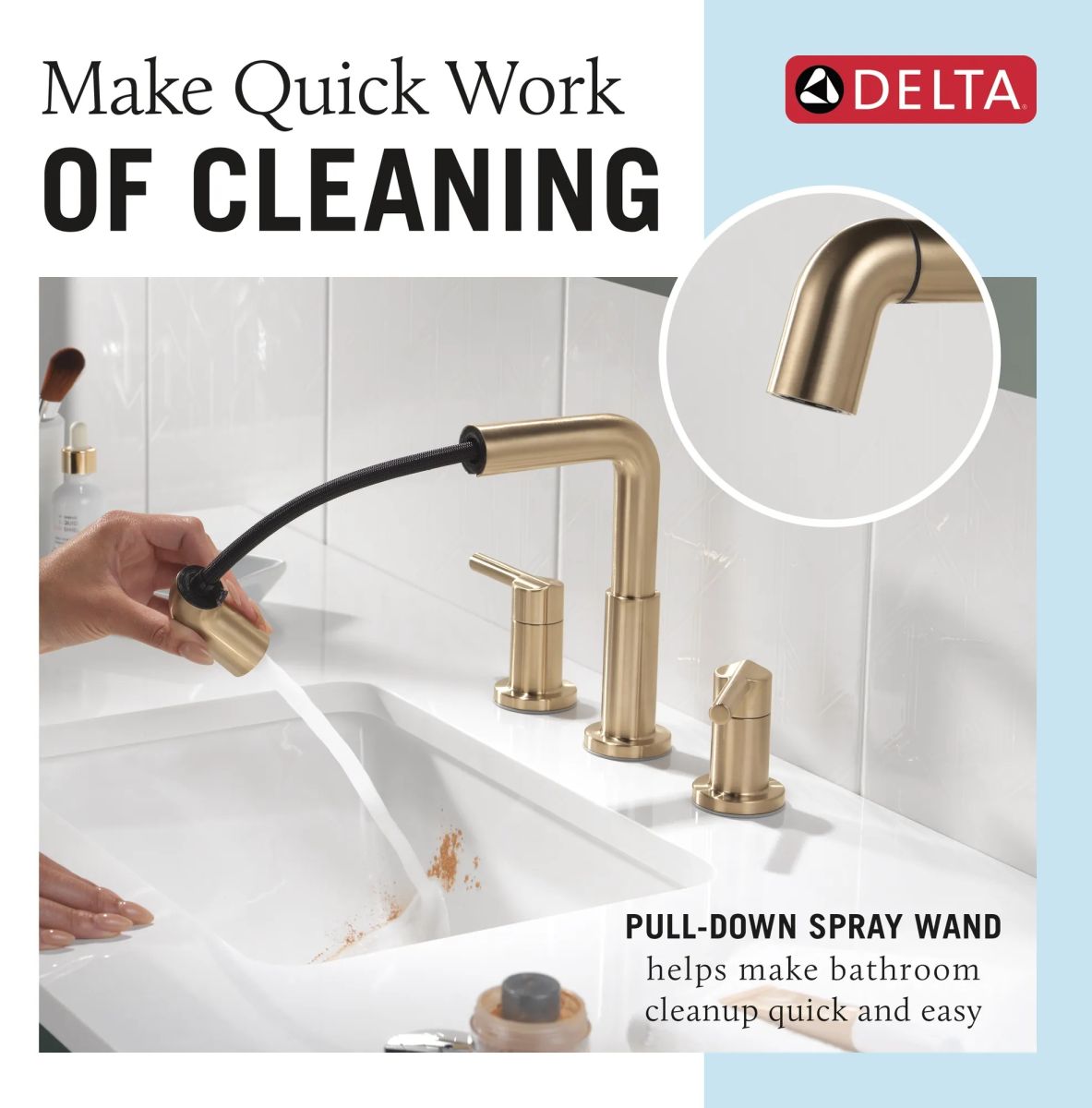 DELTA Nicoli Two Handle Widespread Pull-Down Bathroom Faucet — Champagne Bronze