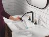 DELTA Nicoli Two Handle Widespread Pull-Down Bathroom Faucet — Matte Black / Champagne Bronze