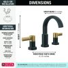 DELTA Albion  Two Handle Widespread Bathroom Faucet — Matte Black / Champagne Bronze