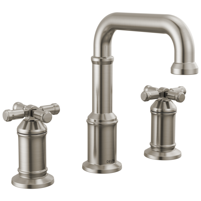 DELTA Broderick Two Handle Widespread Bathroom Faucet — Lumicoat® Stainless