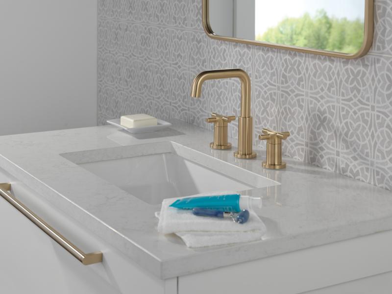 DELTA Nicoli Two Handle Widespread Bathroom Faucet — Champagne Bronze
