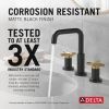 DELTA Nicoli Two Handle Widespread Bathroom Faucet — Matte Black / Champagne Bronze